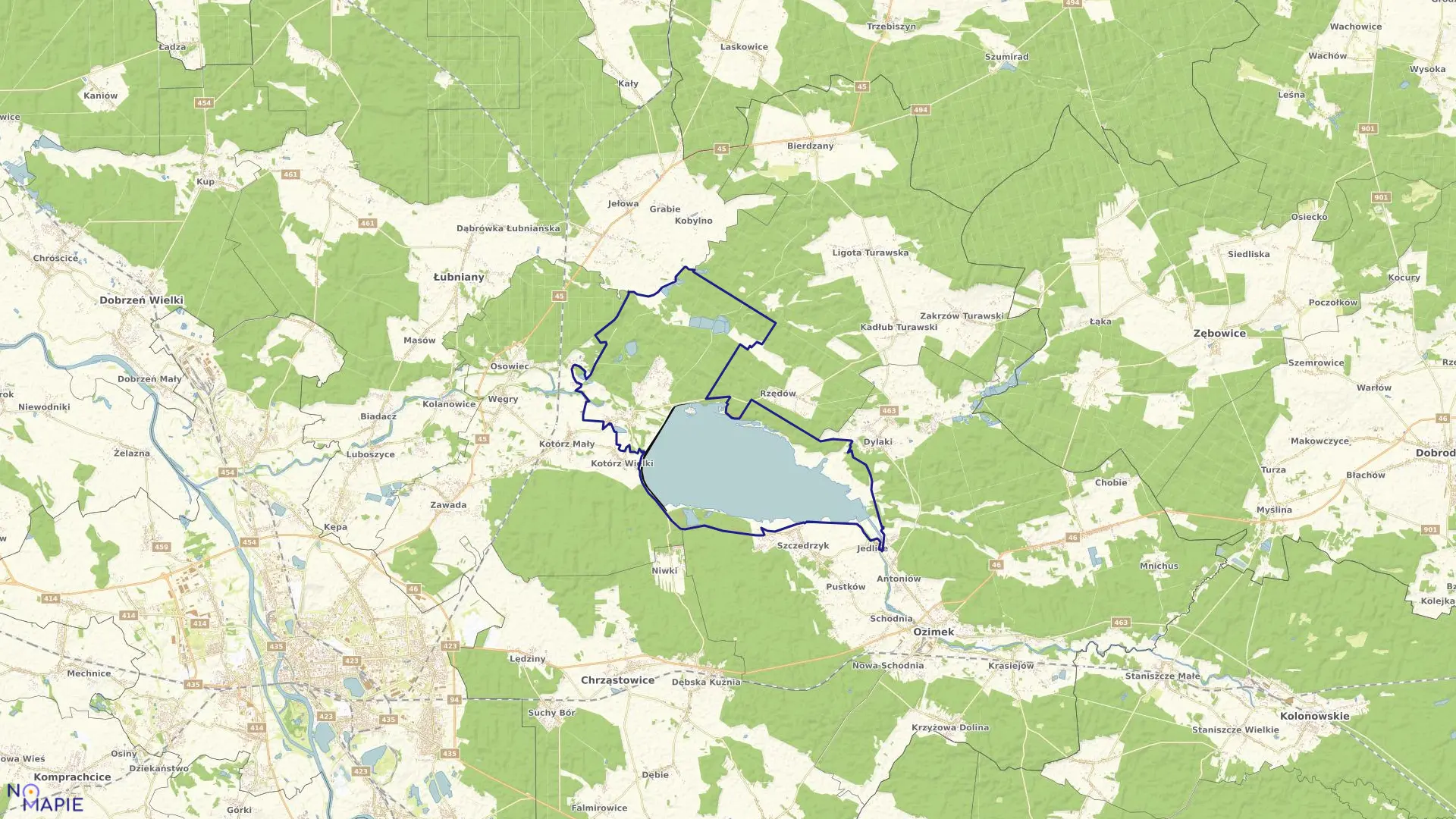 Mapa obrębu TURAWA w gminie Turawa